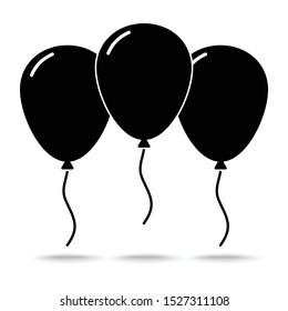 silhouette ballons  icon flat design style,. Happy Birthday, holidays, party concept, Trendy vector helium ballon symbol for website, web button, mobile app. Logo illustration.