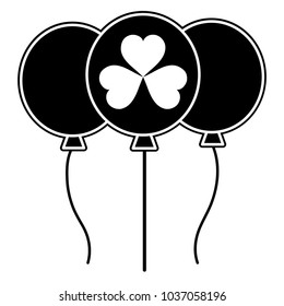 silhouette balloons party with clover plant celebrate