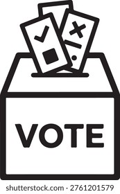 Silhouette of ballot papers being dropped into a vote box voting election