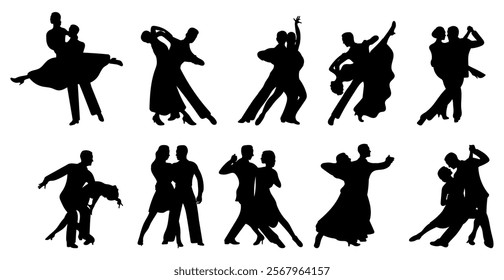 Silhouette Ballroom Dance Collection – Elegant Dance Poses for Wall Art and Decor