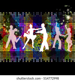 Silhouette Of Ballroom Dancing. Abstract Background. Vector