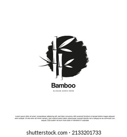 Silhouette Bamboo Logo Template vector icon illustration