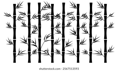 Silhouette of bamboo tree on white background