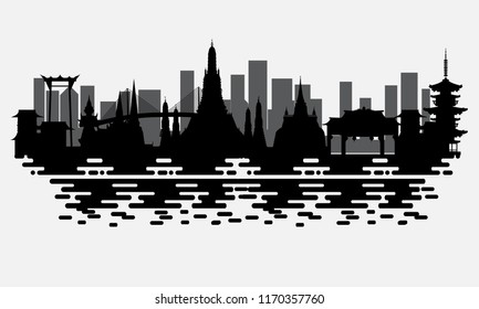 silhouette bangkok city. vector illustration