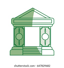 silhouette bank architecture design with bills money