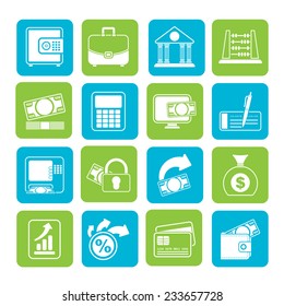 Silhouette Bank, business and finance icons - vector icon set