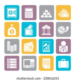 Silhouette Bank and Finance Icons - Vector Icon Set