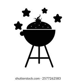 A silhouette barbecue with smoke vector.