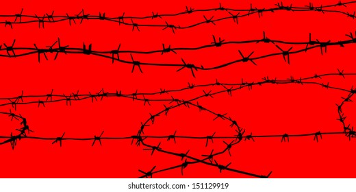 silhouette of the barbed wire