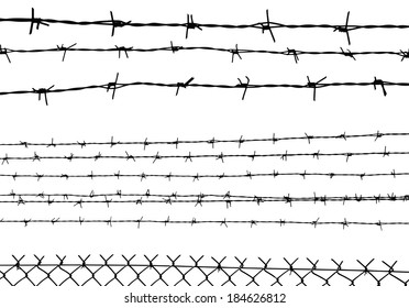 silhouette of the barbed wire isolated on white, vector illustration