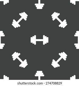 Silhouette of barbell repeated on grey background