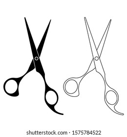 Silhouette of barber scissors, vector.