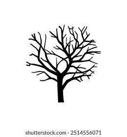 Silhouette of a bare tree with branches. Vector icon design.