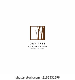 Silhouette of a bare tree. Square model vector illustration isolated on background.