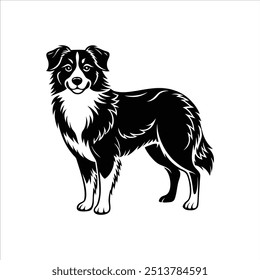 Silueta de ladrido de perro pastor australiano Vector Clipart diseño
