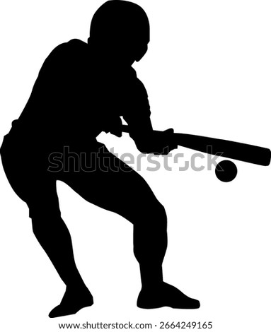 Silhouette of Baseball Batter Bunting – Vector Illustration