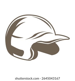 A silhouette of a baseball helmet displayed prominently on a white background