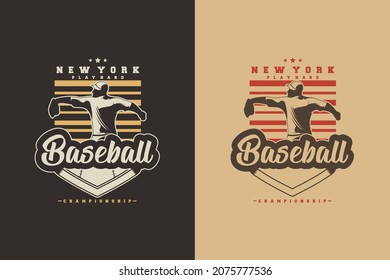 Silhouette-Baseball-Logo, Vektorgrafik oder Emblem-Vorlage