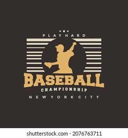 Ilustración vectorial del logotipo de Silhouette Baseball o plantilla de emblema