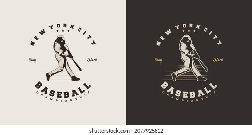 Silhouette Baseball logo vector illustration or emblem template