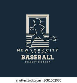 Silhouette Baseball logo vector illustration or emblem template