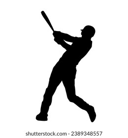 Silhouette of a baseball male athlete. Silhouette of a man in baseball sport carrying batter.