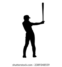 Silhouette de un atleta de béisbol masculino. Silhouette de un hombre en el deporte de béisbol que lleva bateador.