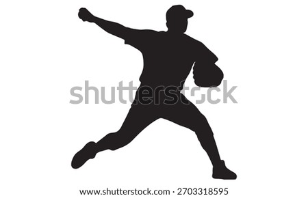 Silhouette of a baseball pitcher throwing a ball in midaction