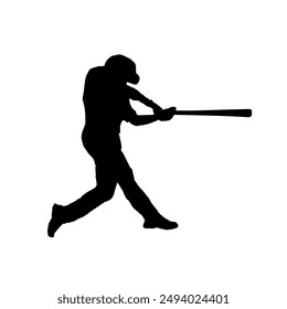 silhouette of baseball player, batter - vector illustration