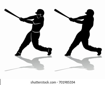 Silhouette Baseball Player Black White Drawing Stock Vector (Royalty ...