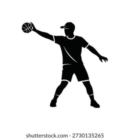 Silhueta de um jogador de beisebol em ação de arremesso dinâmico usando uniforme
