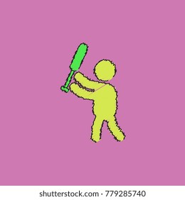 silhouette of a baseball player in Hatching style