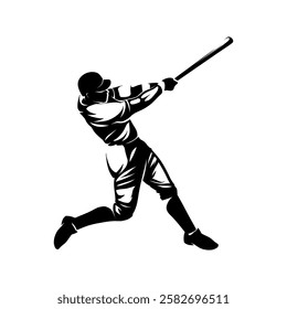 silhouette of a baseball player hitting the ball