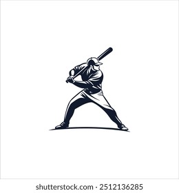 silhouette of baseball player logo illustration