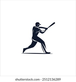 silhouette of baseball player logo illustration