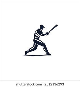 silhouette of baseball player logo illustration