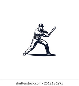 silhouette of baseball player logo illustration