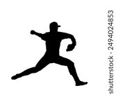 silhouette of baseball player, pitcher - vector illustration