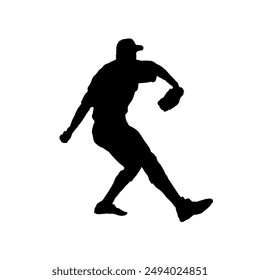 silhouette of baseball player, pitcher - vector illustration