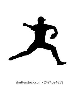 silhouette of baseball player, pitcher - vector illustration