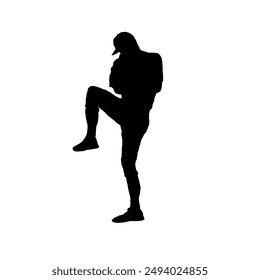 silhouette of baseball player, pitcher - vector illustration