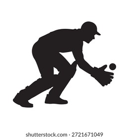 Una silueta de un jugador de béisbol preparándose para atrapar la pelota
