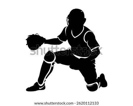 Silhouette of a Baseball Player Running,  A dynamic silhouette of a baseball player in a full sprint vector illustration design. baseball player, running, speed, athlete, sport, fast, silhouette, blac