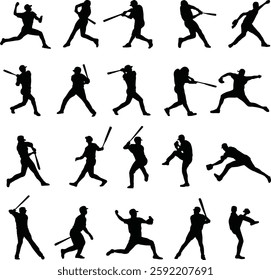 Silhouette Baseball Player Set Bundle