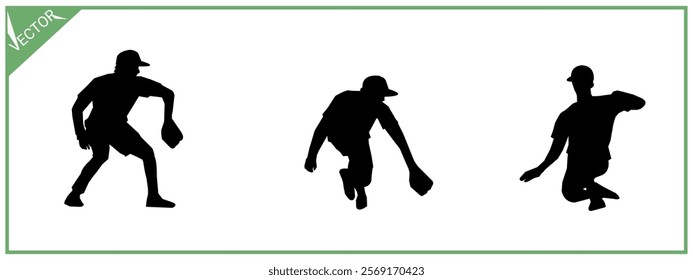 Silhouette of baseball player. Sports, hobbies. Vector illustration.