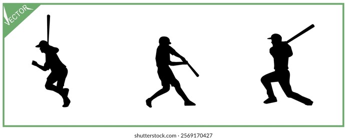 Silhouette of baseball player. Sports, hobbies. Vector illustration.