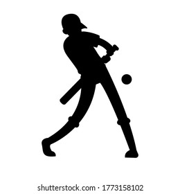 Silhouette baseball player vector illustration. Sport character design in black