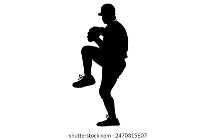 silhouette of baseball player vector illustration