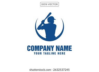 Silhouette of a baseball player. Vector logo design illustration template