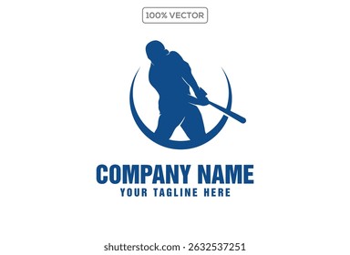 Silhouette of a baseball player. Vector logo design illustration